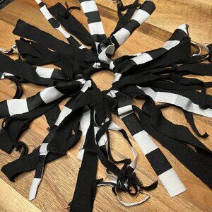 Black Striped Fringe Hair Tie Mummy Costume Halloween Ghost Gothic Cheerleader